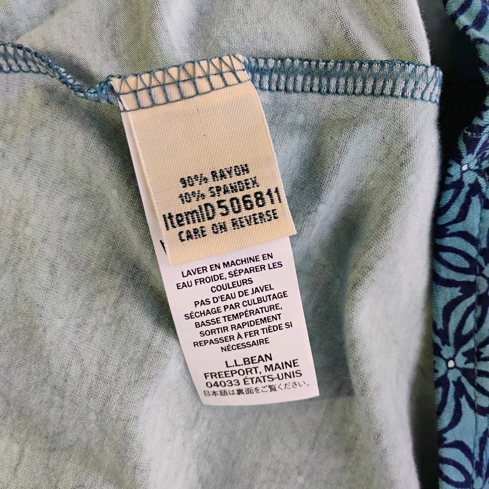 LL Bean Midi Dress Womens 2X Blue Geometric Floral Comfy Soft Casual Lightweight - Picture 7 of 10